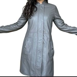 Banana Republic Women's Gray Lamb Leather Jacket or Coat